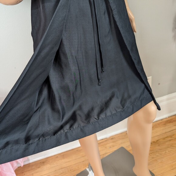 Pure DKNY Mini Dress Black 100% Silk Dropwaist Tie Lagenlook - Picture 10 of 12